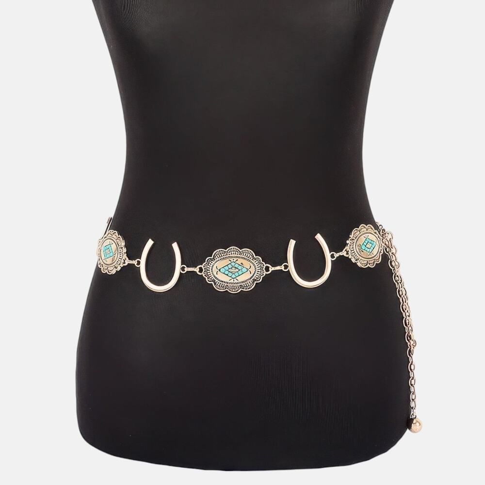Western Horseshoe Concho Chain Belt
